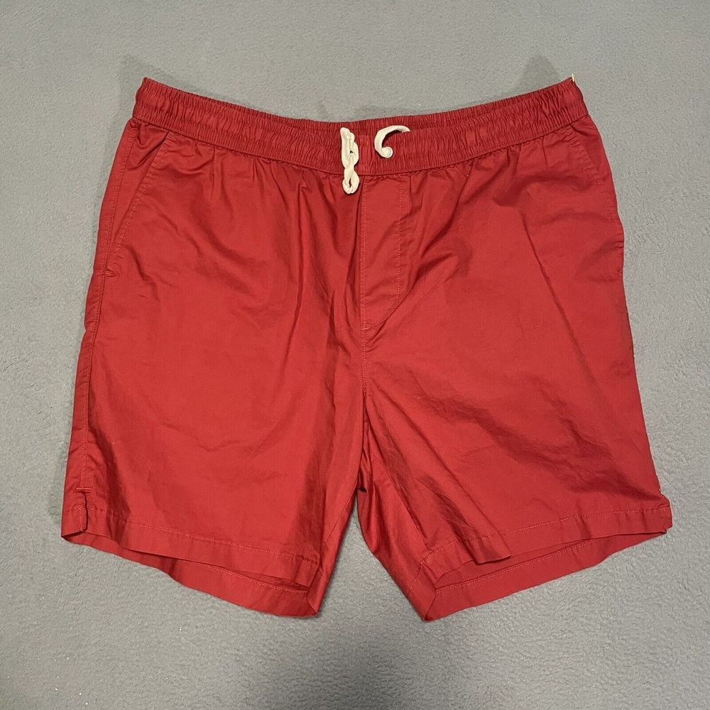 Lands End Men's Red Elastic‎ Waist/drawstring Swim Trunks/Shorts Size XL 40-42